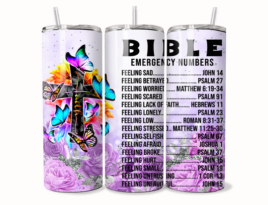 Faith Bible Emergency Number Tumbler