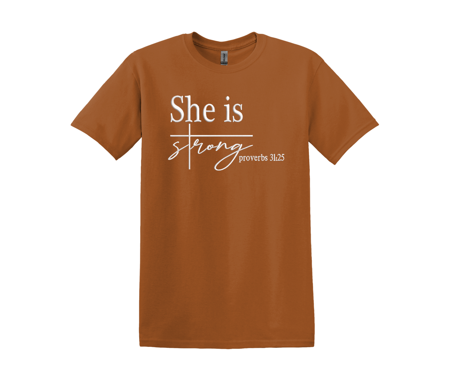 She Is Stong Embroidered T- Shirt