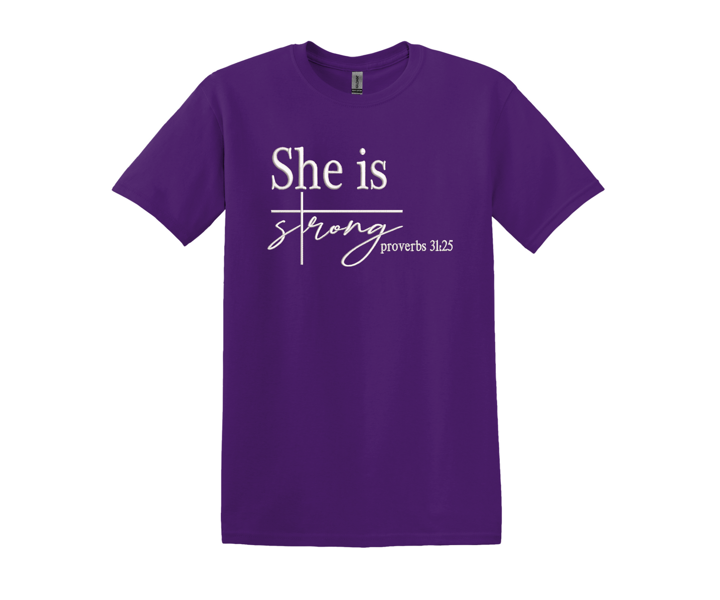 She Is Stong Embroidered T- Shirt