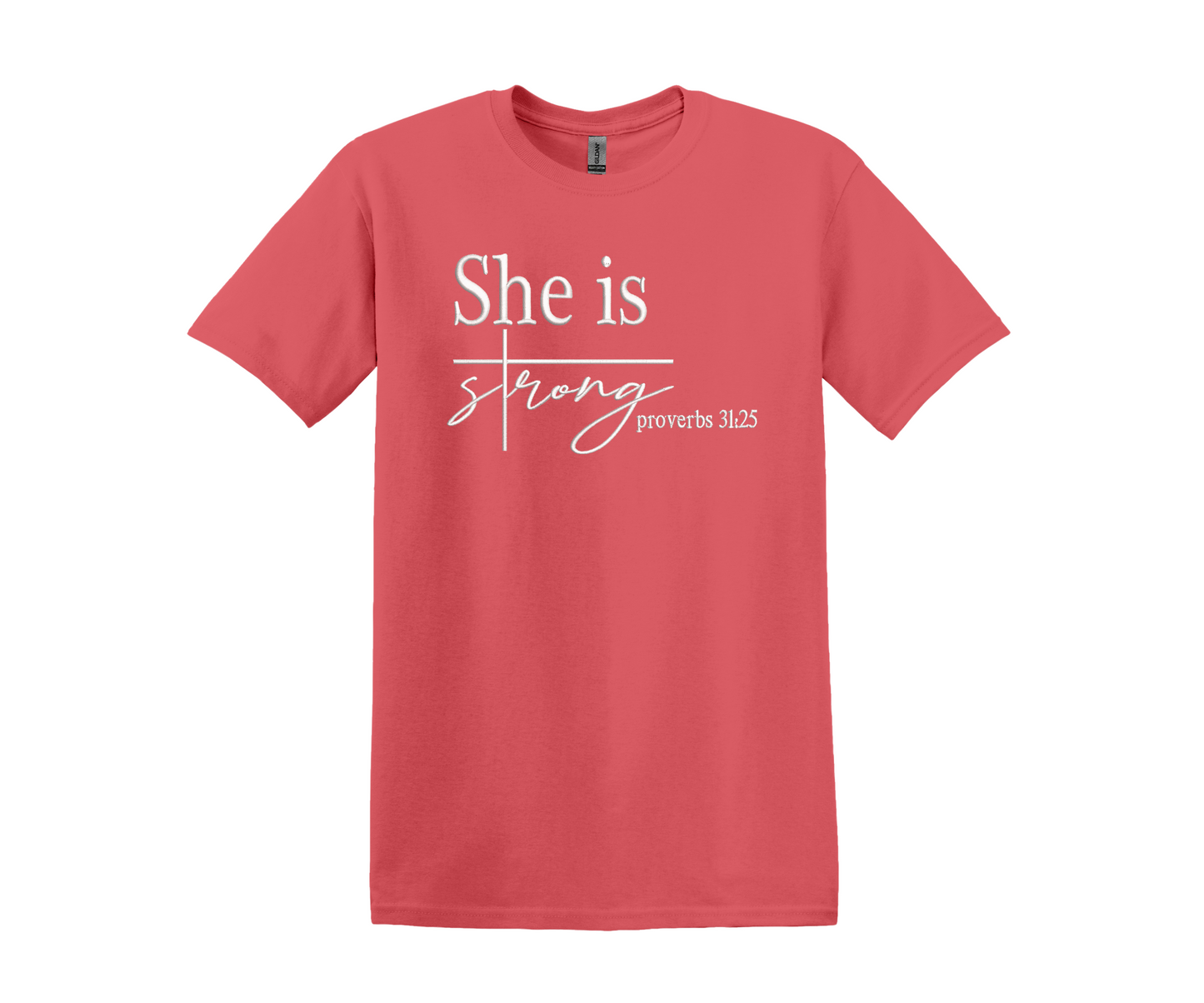 She Is Stong Embroidered T- Shirt