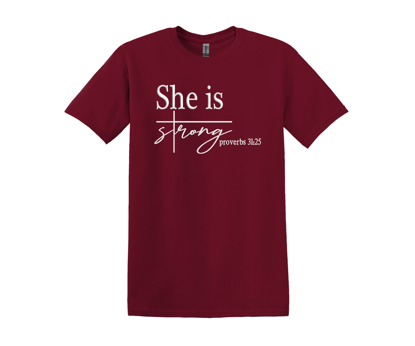 She Is Stong Embroidered T- Shirt