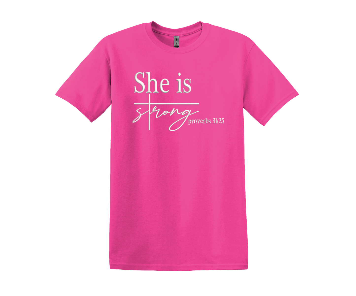 She Is Stong Embroidered T- Shirt