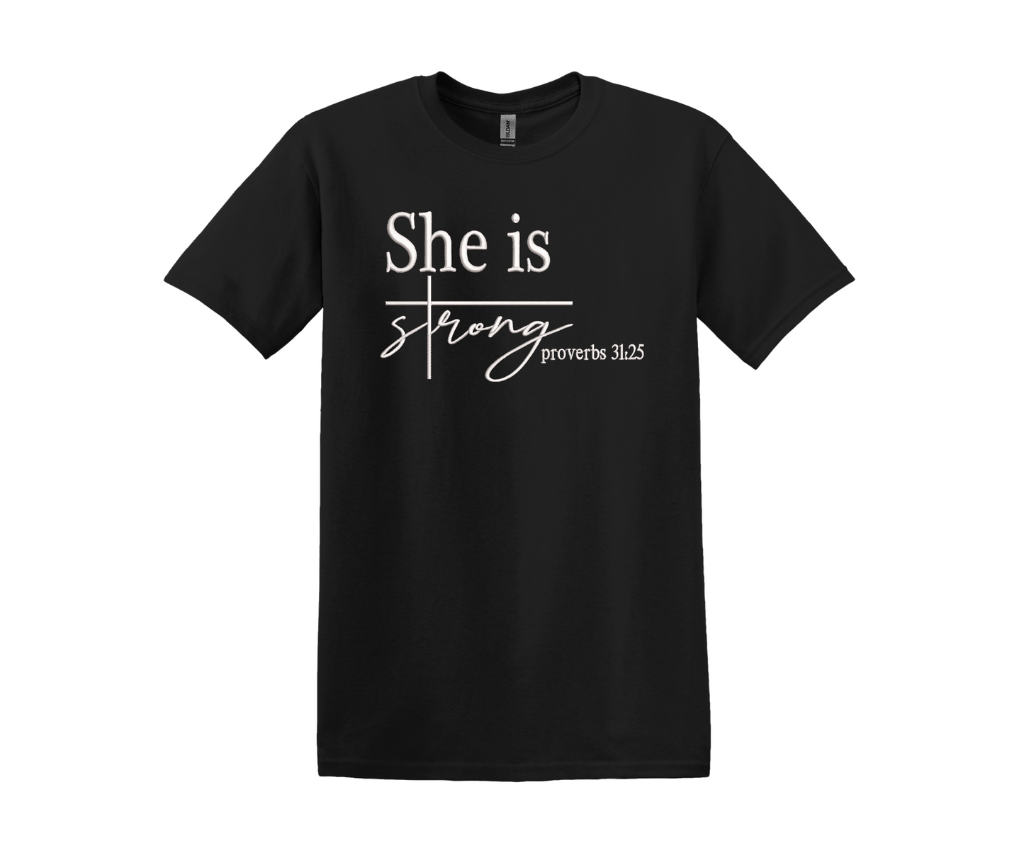 She Is Stong Embroidered T- Shirt