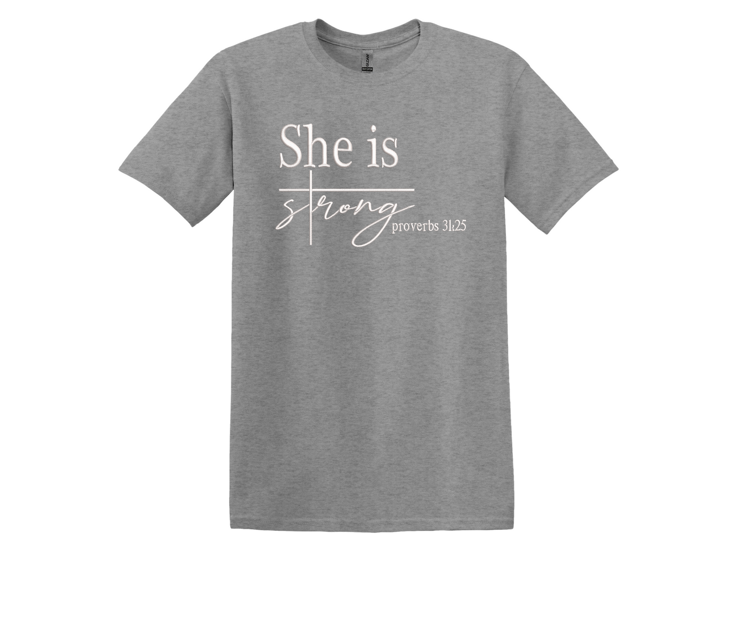 She Is Stong Embroidered T- Shirt